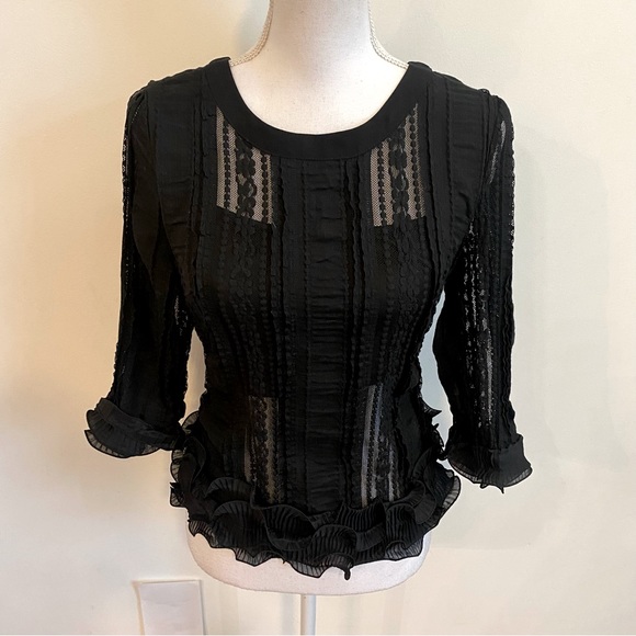 Voila Tops - Voila Agaci Black Ruffle Top Size Small New With Tags